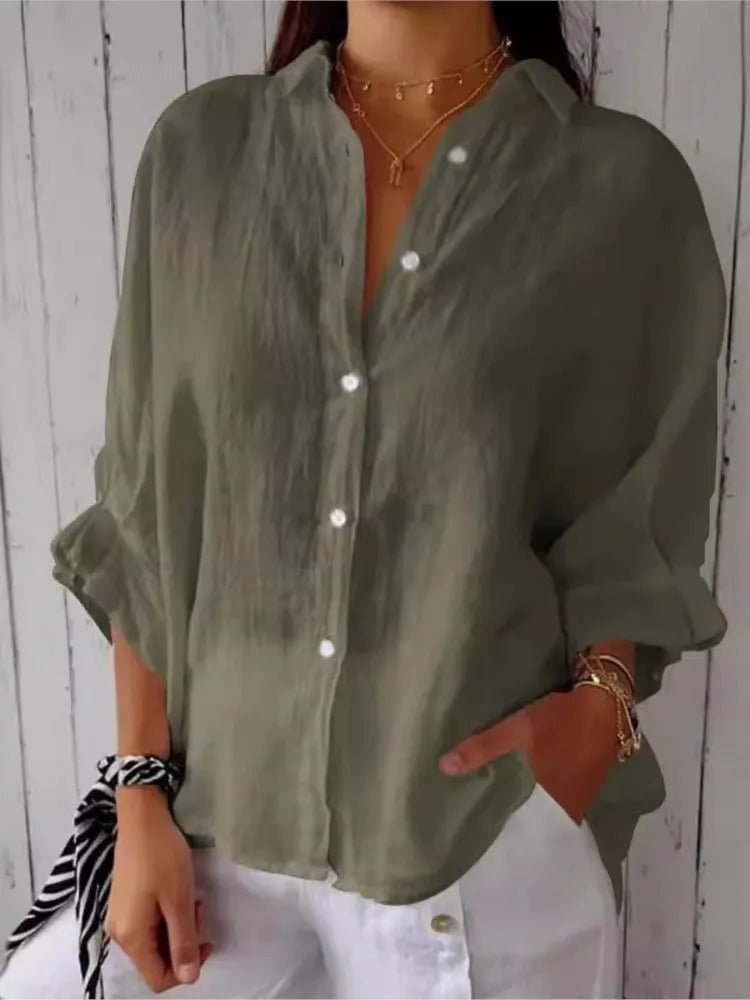 POWQUE Urban Women Cotton Linen Blouse Jacket - POWQUE URBAN STYLE