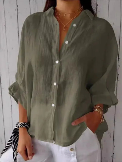 POWQUE Urban Women Cotton Linen Blouse Jacket - POWQUE URBAN STYLE