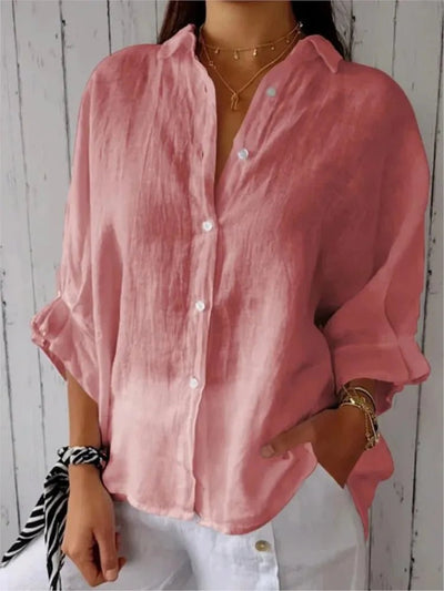 POWQUE Urban Women Cotton Linen Blouse Jacket - POWQUE URBAN STYLE