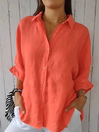 POWQUE Urban Women Cotton Linen Blouse Jacket - POWQUE URBAN STYLE