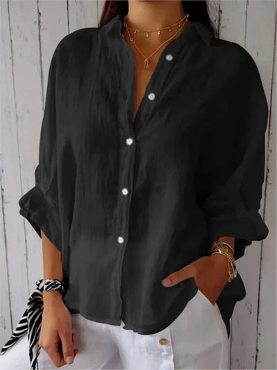 POWQUE Urban Women Cotton Linen Blouse Jacket - POWQUE URBAN STYLE