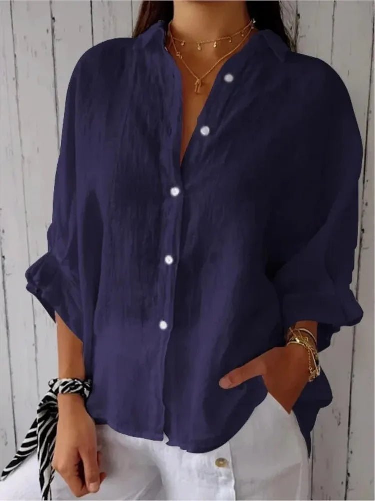 POWQUE Urban Women Cotton Linen Blouse Jacket - POWQUE URBAN STYLE