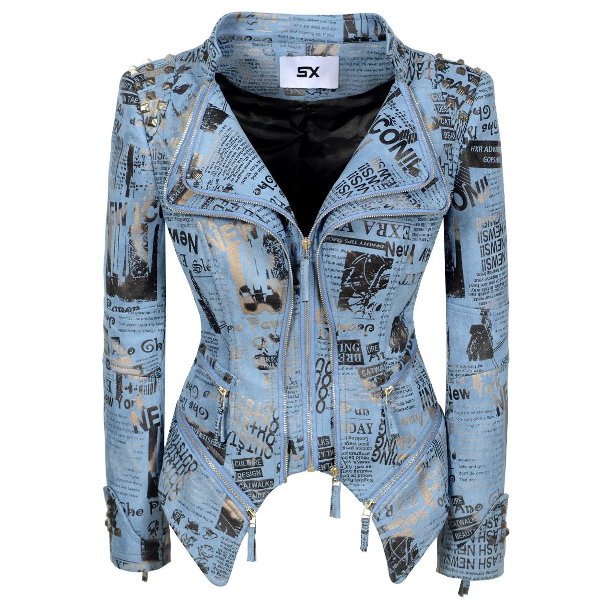 POWQUE Urban Women's Punk Rivet Denim Jacket - POWQUE URBAN STYLE