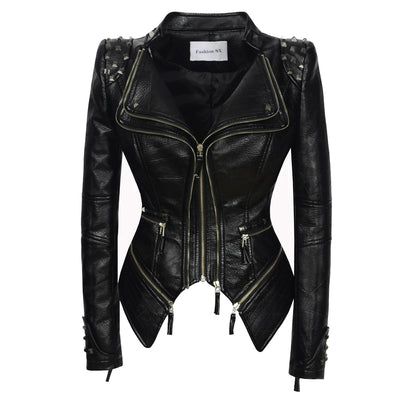 POWQUE Urban Women's Punk Rivet Denim Jacket - POWQUE URBAN STYLE