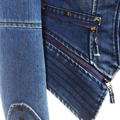 POWQUE Urban Women's Punk Rivet Denim Jacket - POWQUE URBAN STYLE