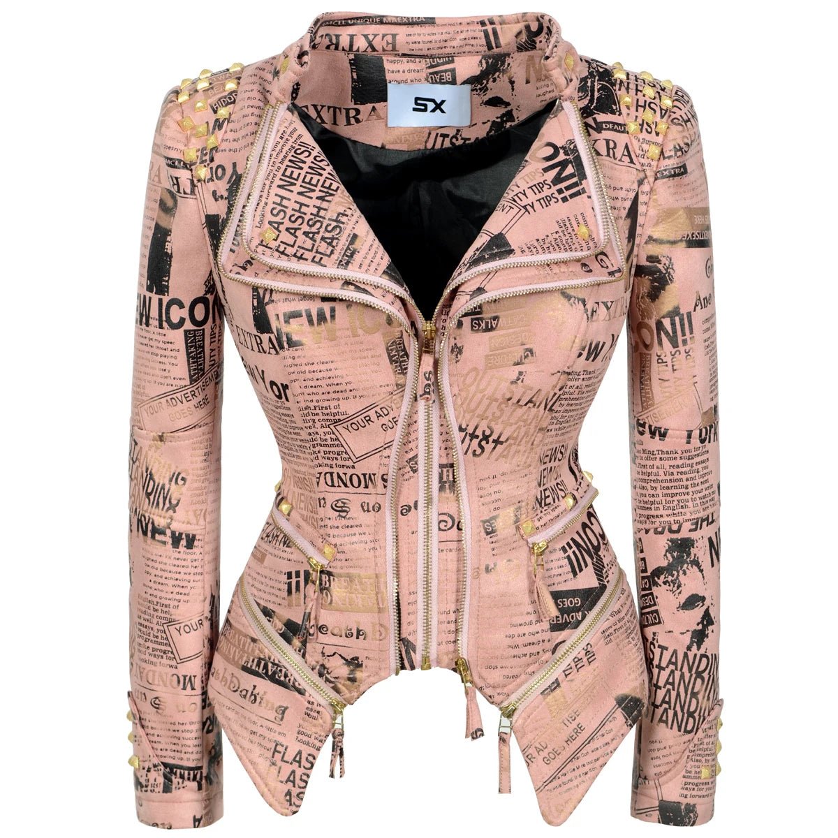 POWQUE Urban Women's Punk Rivet Denim Jacket - POWQUE URBAN STYLE