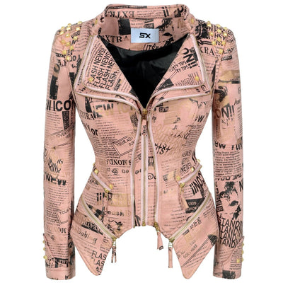POWQUE Urban Women's Punk Rivet Denim Jacket - POWQUE URBAN STYLE