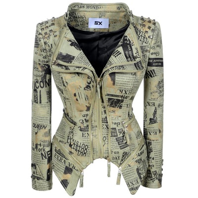 POWQUE Urban Women's Punk Rivet Denim Jacket - POWQUE URBAN STYLE