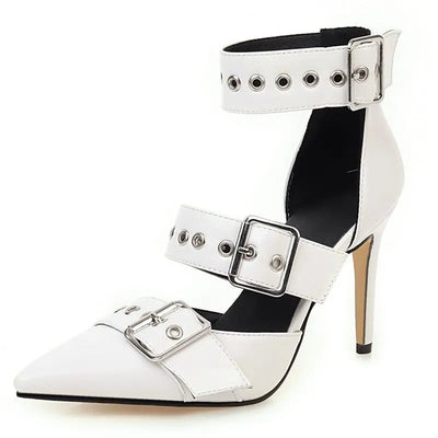 Punk Stiletto Sandals with Metal Detail - POWQUE URBAN STYLE