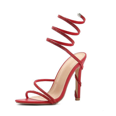 Rhinestone High Heel Gladiator Sandals - POWQUE URBAN STYLE