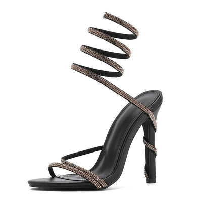 Rhinestone High Heel Gladiator Sandals - POWQUE URBAN STYLE