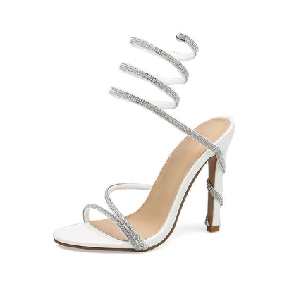 Rhinestone High Heel Gladiator Sandals - POWQUE URBAN STYLE