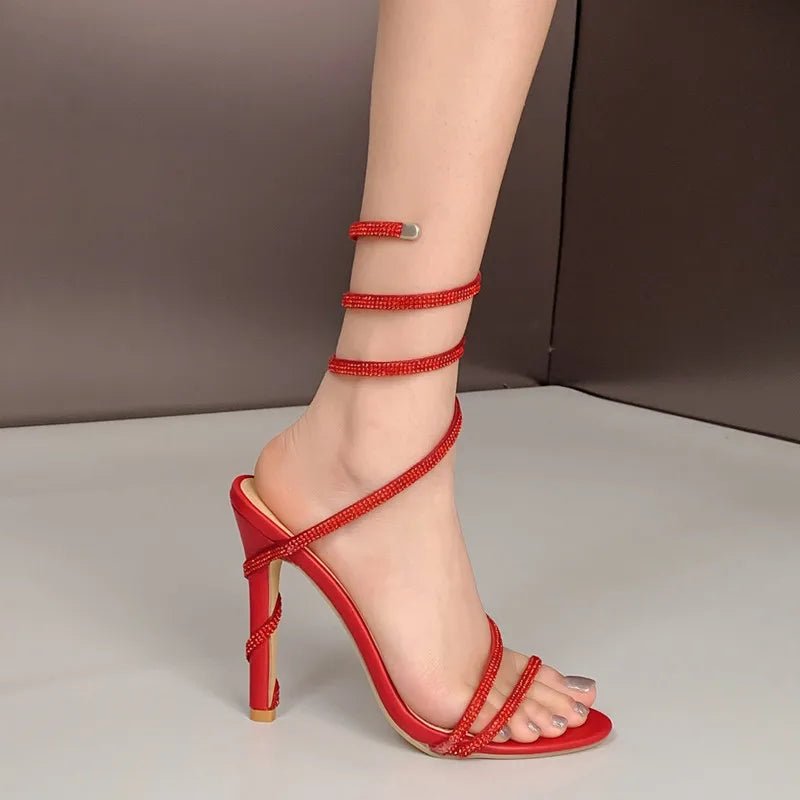 Rhinestone High Heel Gladiator Sandals - POWQUE URBAN STYLE
