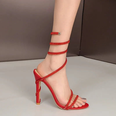 Rhinestone High Heel Gladiator Sandals - POWQUE URBAN STYLE