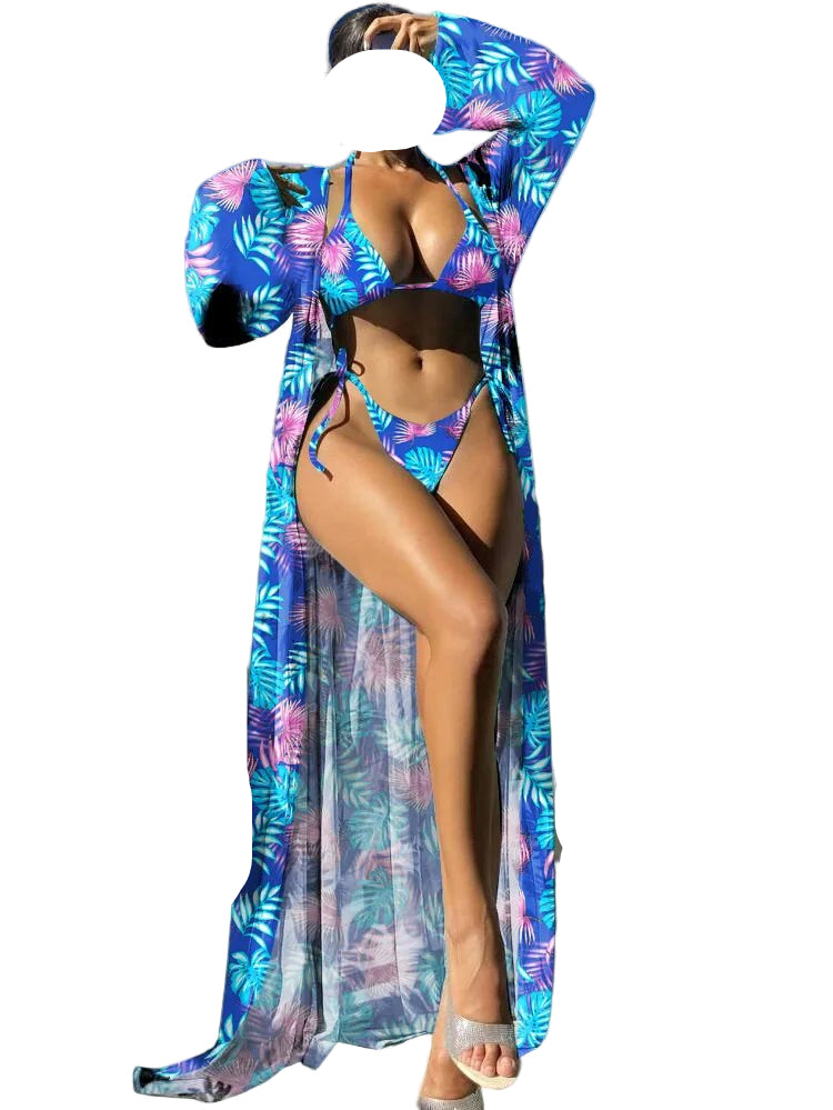Sexy Triangle String Bikini & Kimono Set - POWQUE URBAN STYLE