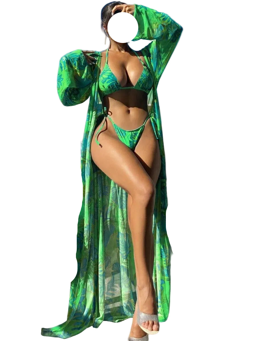 Sexy Triangle String Bikini & Kimono Set - POWQUE URBAN STYLE