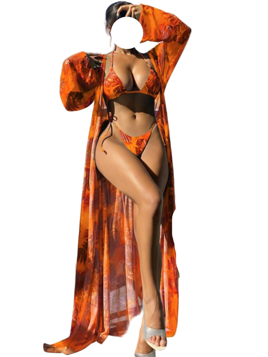 Sexy Triangle String Bikini & Kimono Set - POWQUE URBAN STYLE