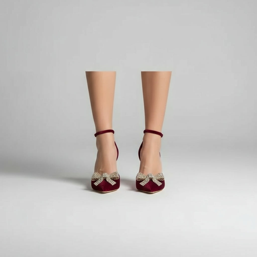Stunning Rhinestone Bow Stiletto Heels - POWQUE URBAN STYLE