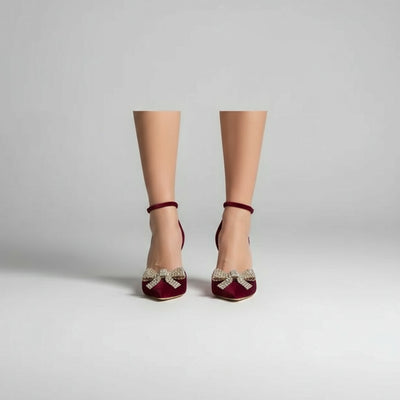 Stunning Rhinestone Bow Stiletto Heels - POWQUE URBAN STYLE
