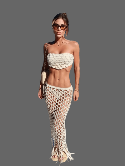 High-leg bandage bikini set with high waist design, 3-piece swimwear for women’s beach style – POWQUE Urban Style