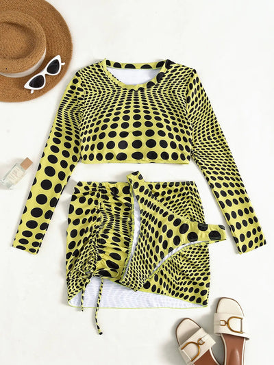 Trendy 3 - Piece Bikini Set with Stylish Skirt - POWQUE URBAN STYLE