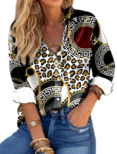 Trendy Oversized Leopard Print Shirt - POWQUE URBAN STYLE