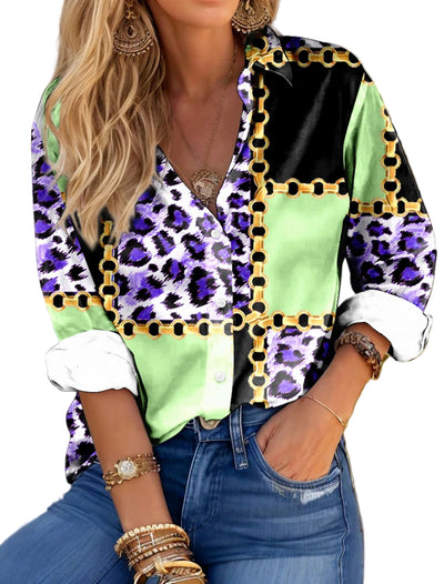 Trendy Oversized Leopard Print Shirt - POWQUE URBAN STYLE
