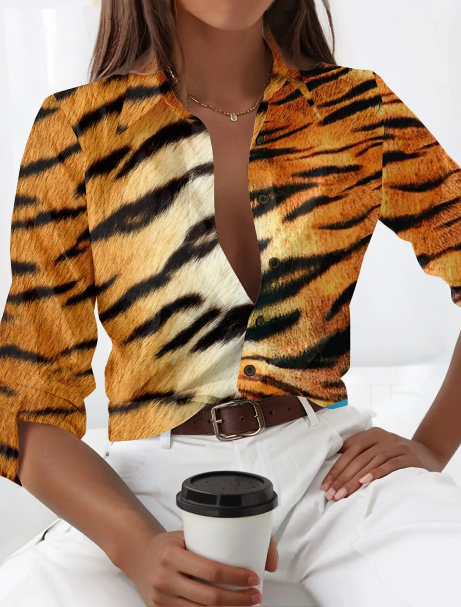Trendy Oversized Leopard Print Shirt - POWQUE URBAN STYLE