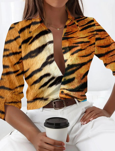 Trendy Oversized Leopard Print Shirt - POWQUE URBAN STYLE