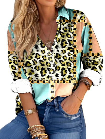 Trendy Oversized Leopard Print Shirt - POWQUE URBAN STYLE