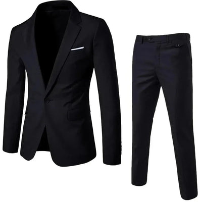 Men's Slim Fit Business Suit - 2 Piece Set - Powque urban style