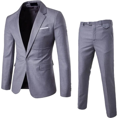 Men's Slim Fit Business Suit - 2 Piece Set - Powque urban style