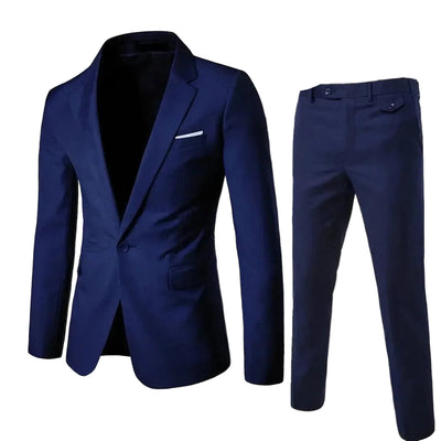 Men's Slim Fit Business Suit - 2 Piece Set - Powque urban style