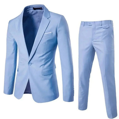 Men's Slim Fit Business Suit - 2 Piece Set - Powque urban style